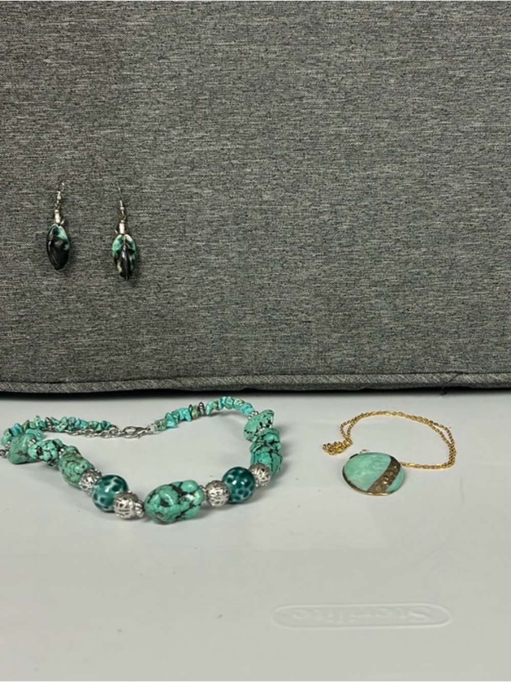 Turquoise bundle with 2 necklaces and 1 pair of earrings